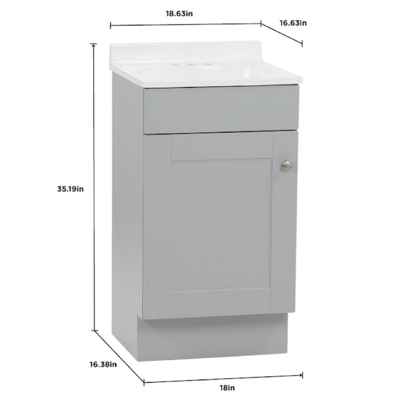 Project Source 18-in Gray Single Sink Bathroom Vanity