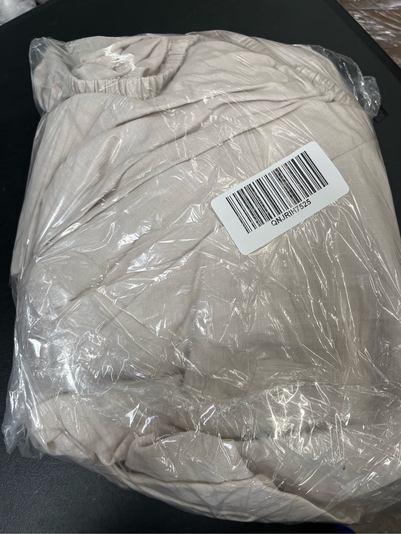 Condition photo showing Good Condition for european linen fitted sheet set, full, sand