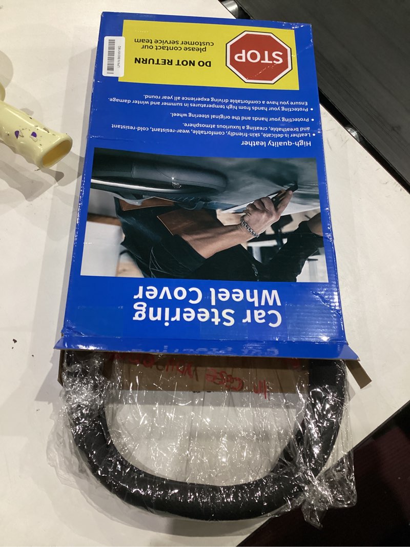 Condition photo showing Good Condition for Custom-Fit Leather Car Steering Wheel Cover for Honda, A-Style, 3.5 Inches A-Style For Honda