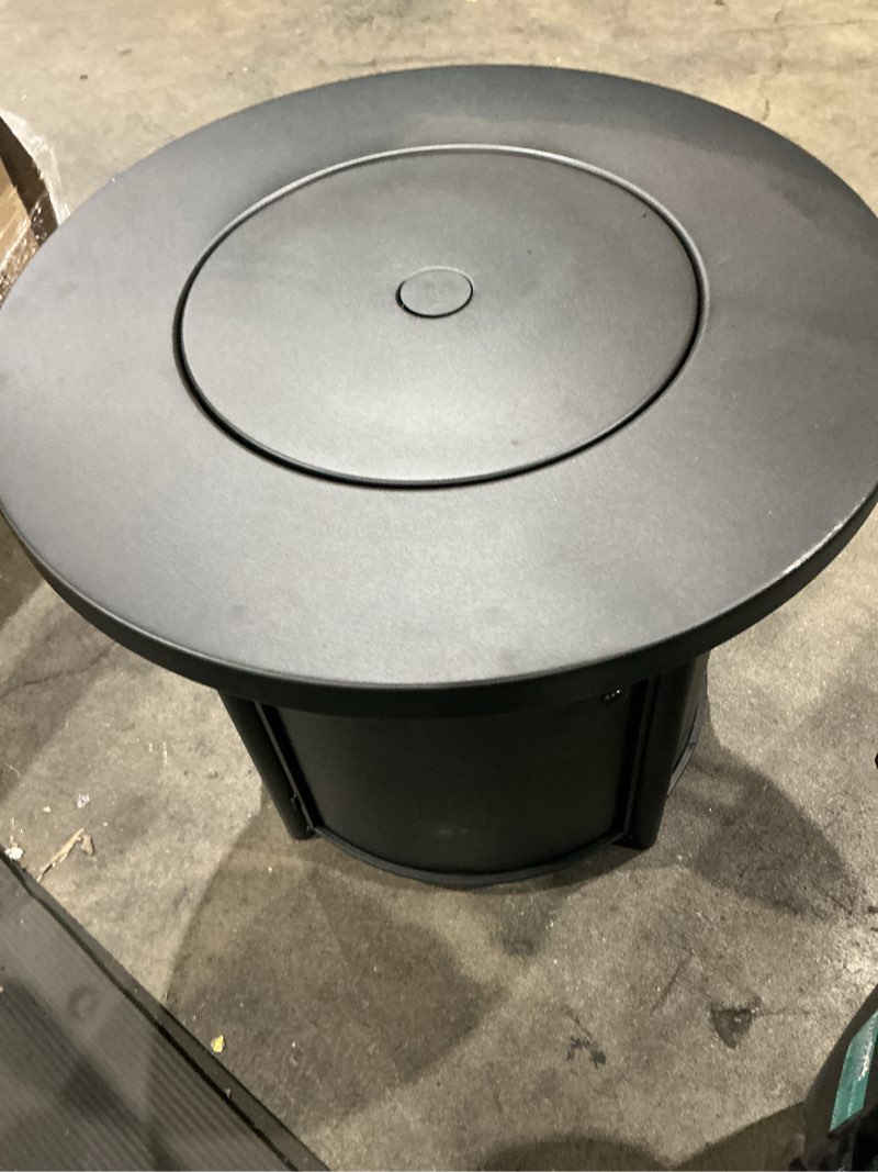 Condition photo showing As Is for style selections 30-in w 50000 maximum btus steel round liquid propane fire pit table