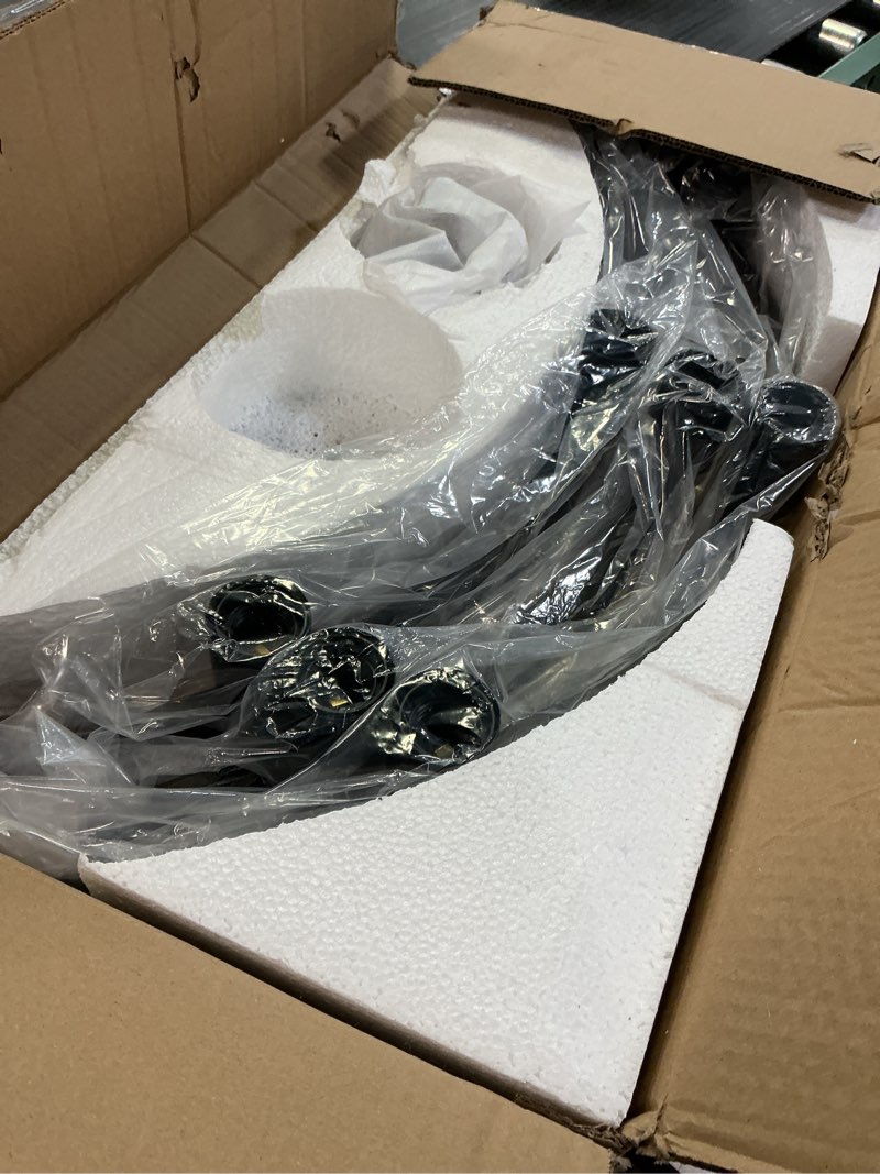 Condition photo showing As Is for Black Chandelier, 6-Light Dining Room Light Fixture, Round Farmhouse Wagon Wheel Chandeliers for Dining Room Living Room Entryway Kitchen Island Dia 24" Black D24'' 6-Light