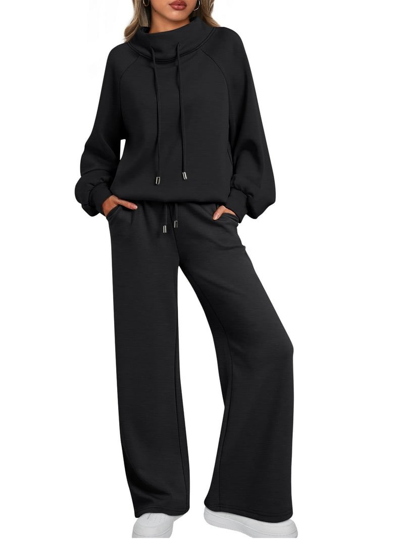 SUNBS 2 Piece Outfits Women Sweatsuits Drawstring Sweatshirt Lounge Sets 2025 Fall Wide Leg Sweatpants Tracksuit with Pockets