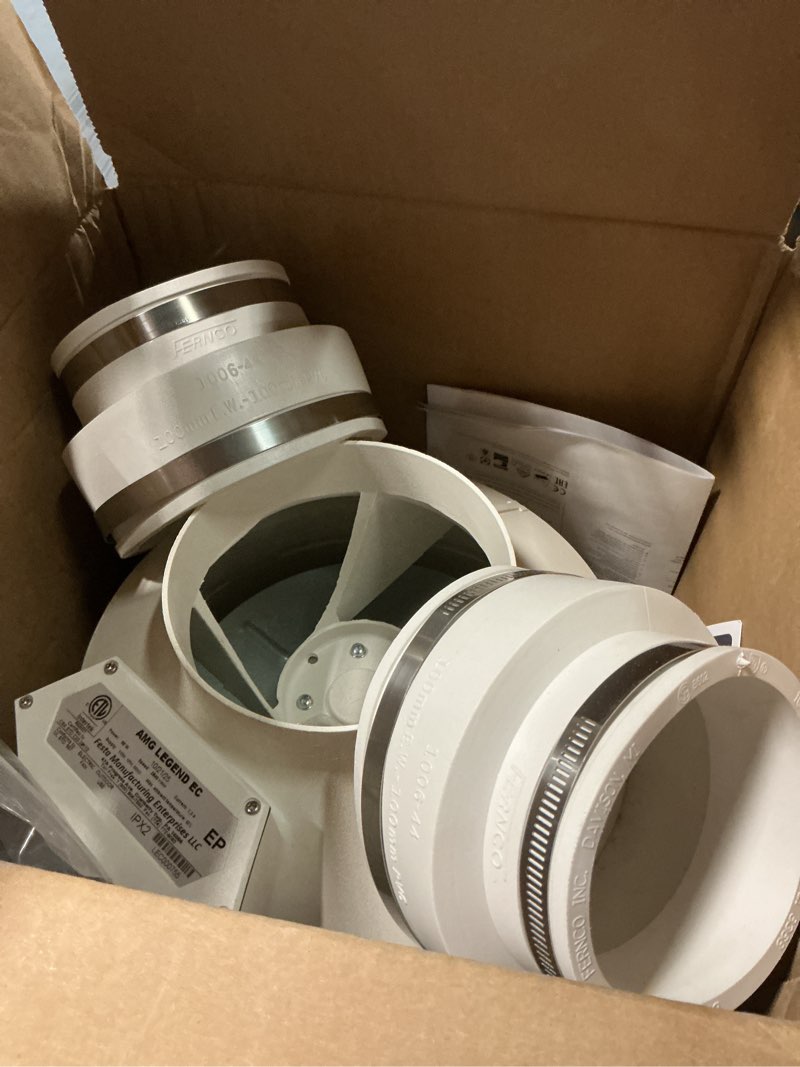 Condition photo showing Good Condition for Festa AMG Legend EC Radon Fan - 4" Installation Kit - Quiet and Energy Efficient Radon Mitigation Inline Fans - Electronically Commutated Motor- High Performance Inline 6" Duct Fan AMG Legend EC 6x4