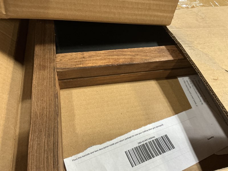 Condition photo showing As Is for a frame chalkboard sign, 40"x20" extra large sidewalk chalk board, wooden standing chalkboards set with markers, double-sided magnetic blackboard for cafés, weddings, party guide, brown torched brown