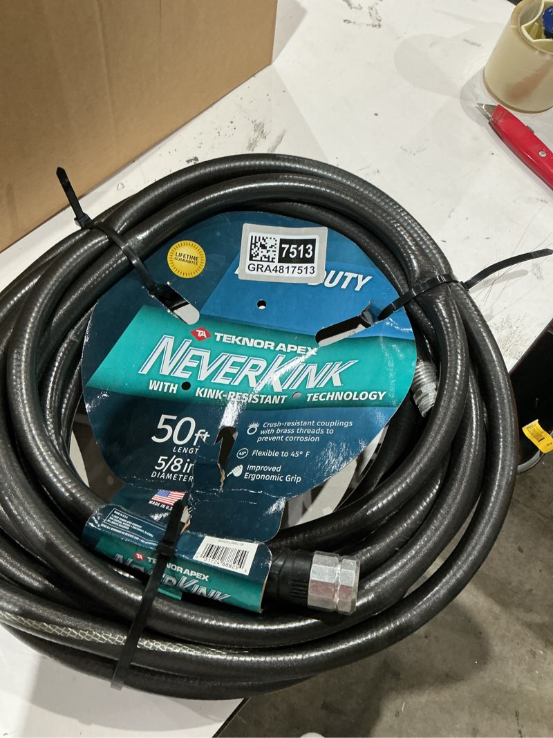 Condition photo showing As Is for neverkink teknor apex 5/8-in x 50-ft heavy kink free vinyl gray coiled hose