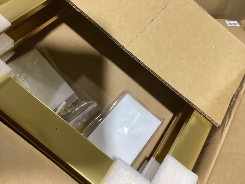 Condition photo showing As Is for 2 pack canvas floater frame for 9x12 prints, canvas floating frame for 0.6"-0.9" deep painting, painting frames kit(9"x12", gold) gold 9x12"