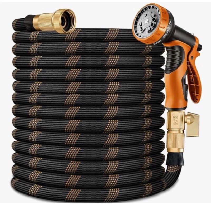 flexible garden hose 50 ft, ultra lightweight water hoses w/10 function sprayer and 3/4" brass fitti