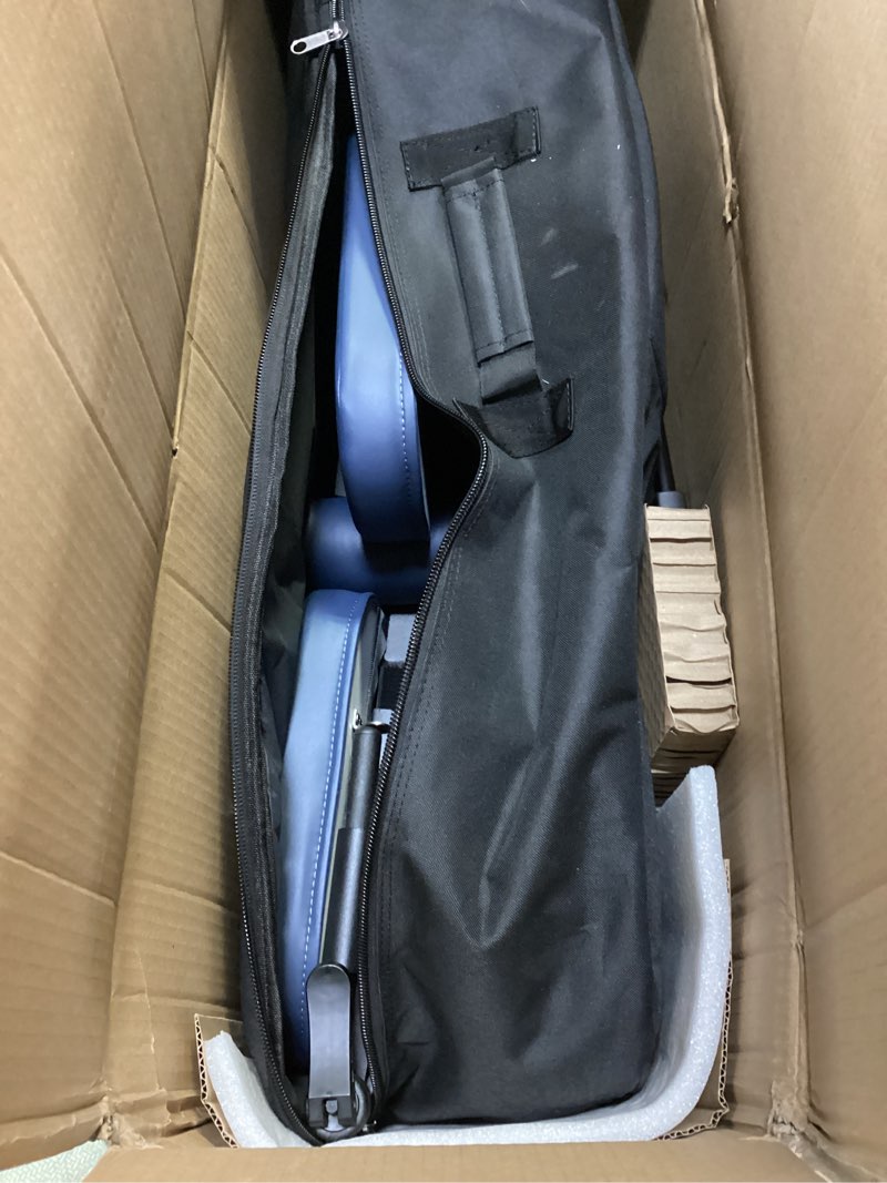 Condition photo showing Good Condition for professional portable and lightweight tattoo/massage chair by master massage - folding aluminum frame with adjustable features and wheeled carrying case, blue royal blue 11x20x43 inch (pack of 1)