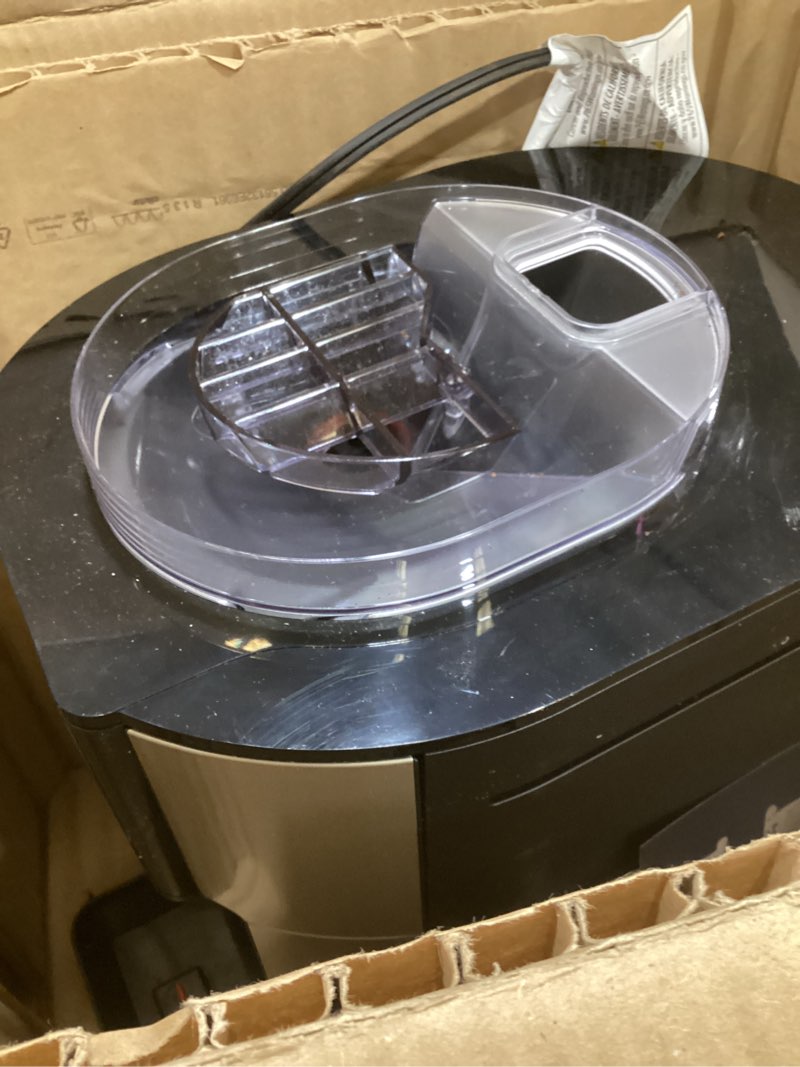 Condition photo showing As Is for de'longhi true brew drip coffee maker, built in grinder, single serve, 8 oz to 24 oz, hot or iced coffee, stainless, cam51025mb