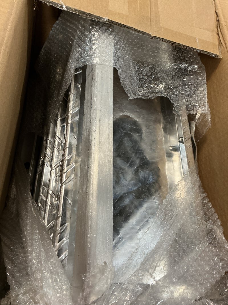 Condition photo showing As Is for aluminum scissor stairs, 4 steps outdoor rv step ladder, 18" wide camper stair ladder with anti-slip surface, portable stairs for travel trailer, silver 4step