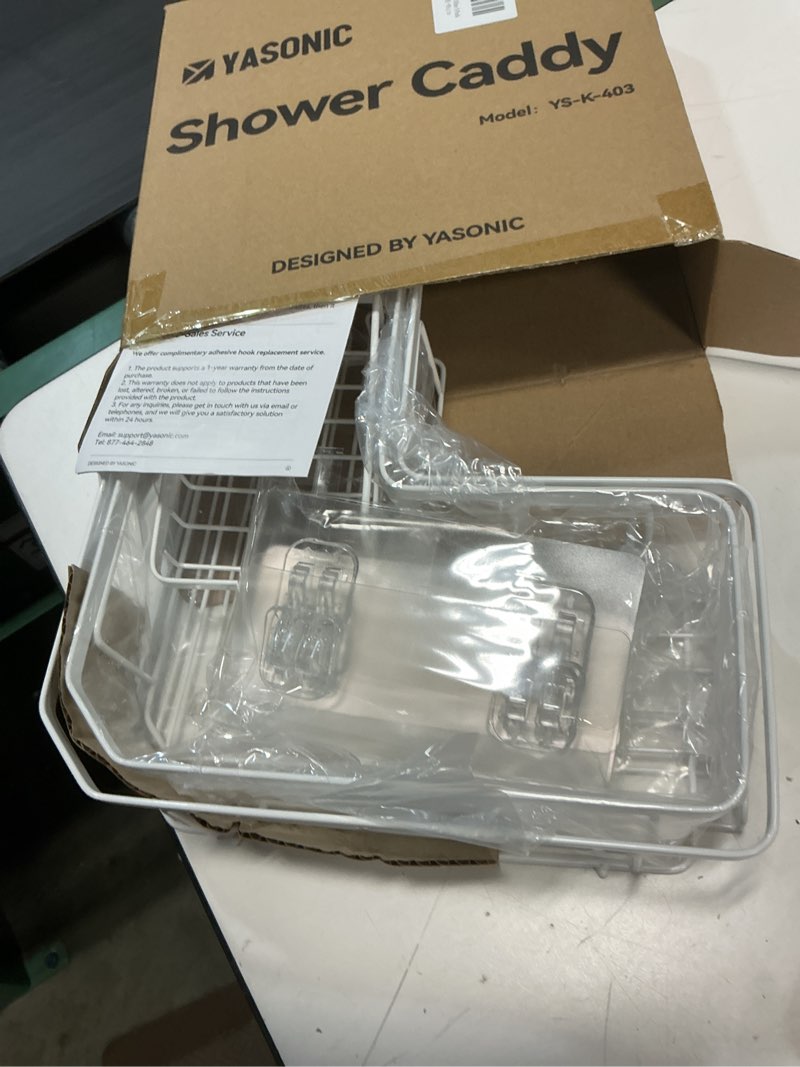 Condition photo showing Good Condition for yasonic corner adhesive shower caddy, with soap holder and 12 hooks, rustproof stainless steel bathroom organizer, no drilling wall mounted rack, white, 3-pack