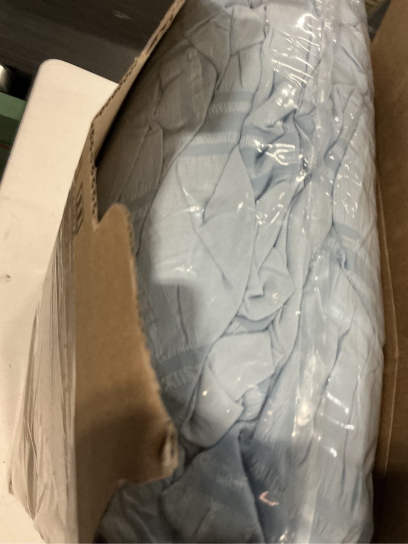 Condition photo showing Good Condition for Cozy Bliss Cooling Comforter Queen Size Seersucker Plaid, Q-Max 0.4 Reversible Lightweight Cooling Blanket, Breathable Silk Smooth Summer Bedding Quilt for Hot Sleepers Night Sweats Blue Blue Plaid Queen (90''x90'')