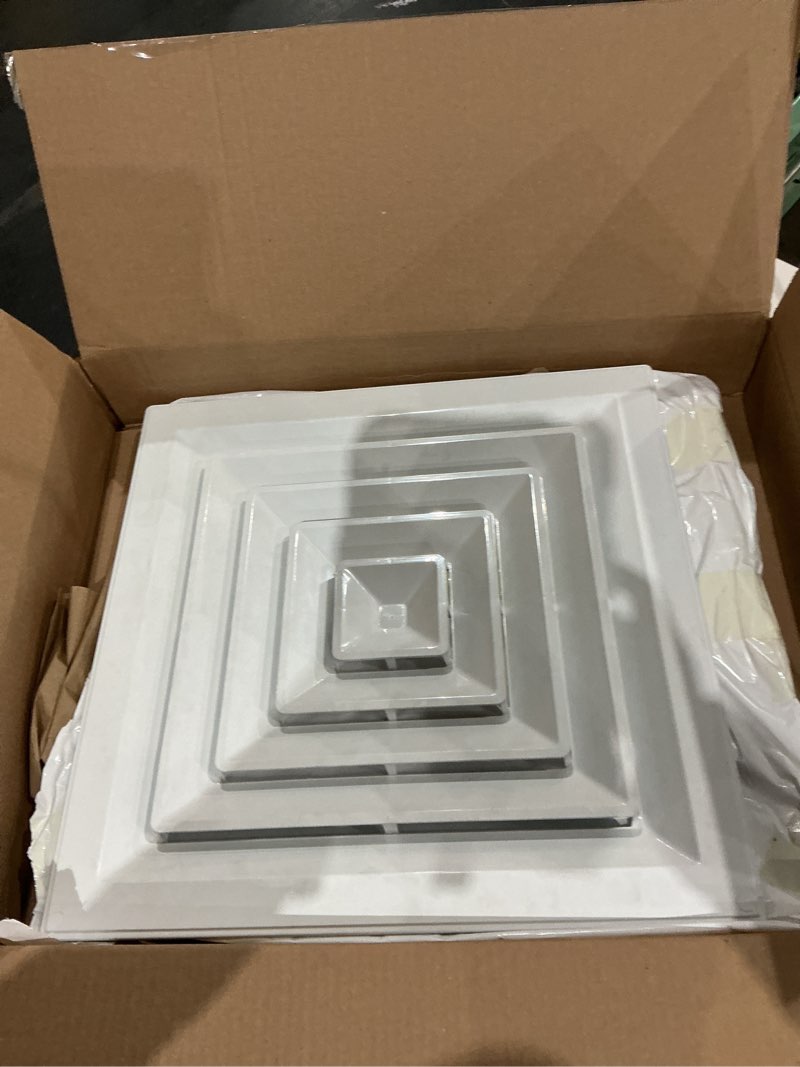 Condition photo showing As Is for patikil square air vent cover 17.7 x 17.7 inch, 1pcs plastic air return grille sidewall or ceiling air diffuser for home office bathroom kitchen toilet ventilation, white