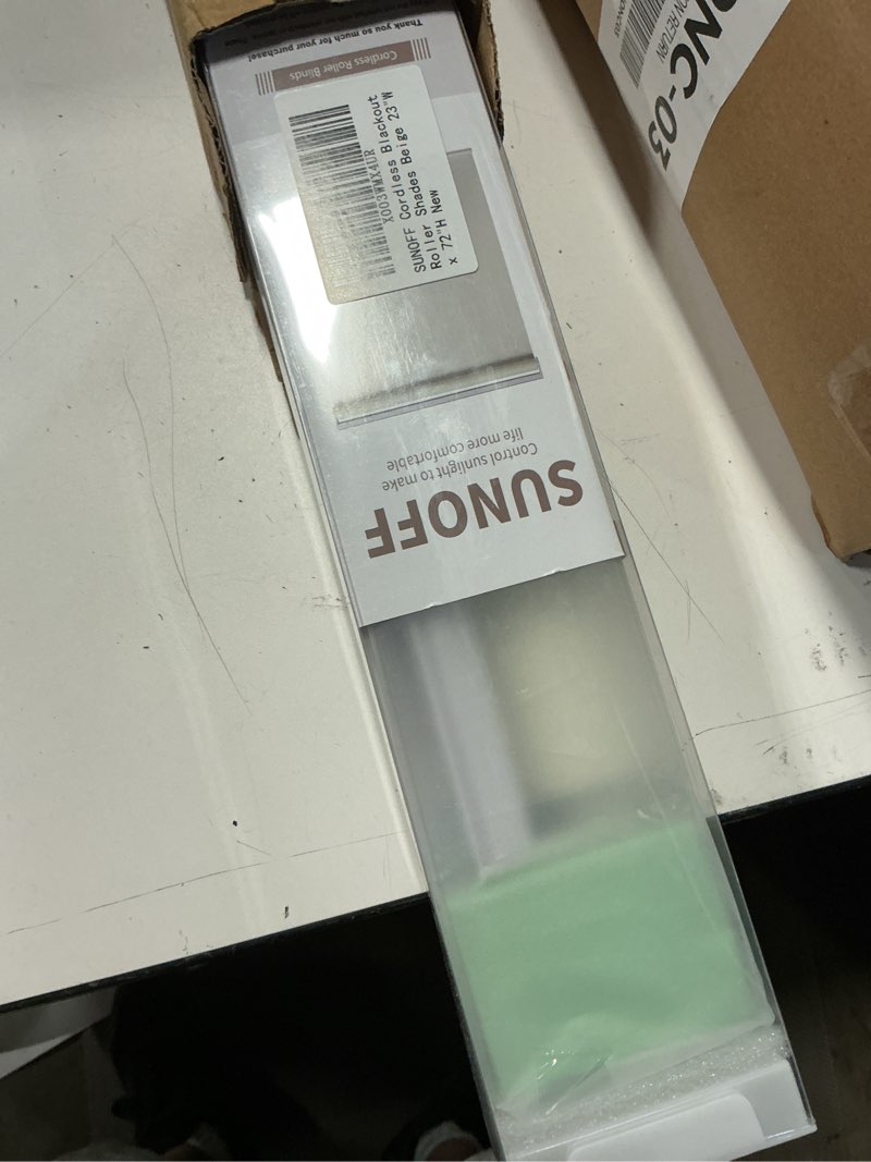 Condition photo showing Good Condition for blackout roller shades blinds cordless for windows pull down room darkening door blinds with thermal insulated easy to install for living room,bedroom,home,office bathroom beige 23" w x 72" h 23"w x 72"h beige