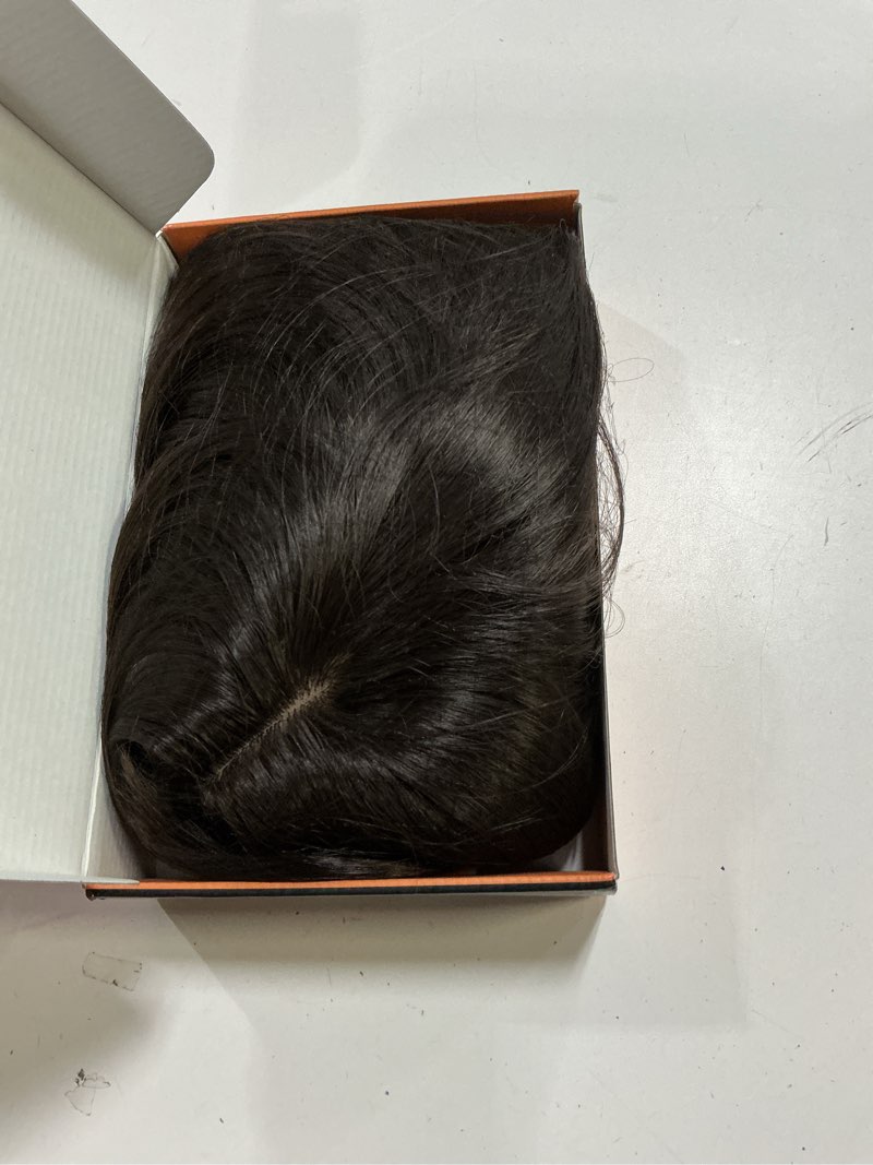 Condition photo showing Good Condition for haloo brown wig with curtain bangs - lace front hairline middle part long layered natural looking straight synthetic hair wigs for women daily party, 24 inch dark brown