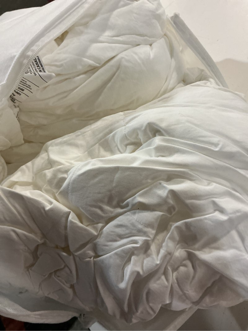 Condition photo showing As Is for lightweight premium down alternative duvet insert, full/queen, white