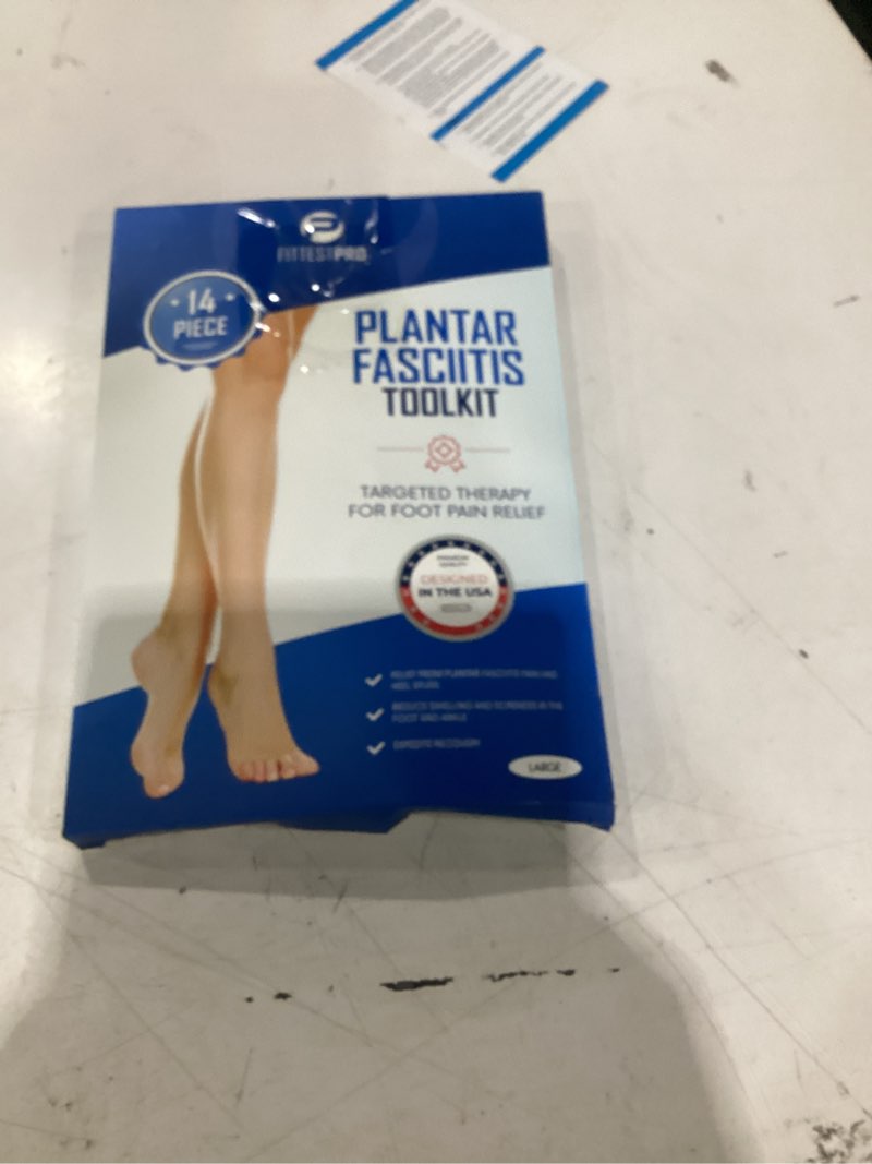 Condition photo showing As Is for plantar fasciitis foot pain relief 14-piece kit – premium planter fasciitis support, gel heel spur & therapy wraps, compression socks, foot sleeves, arch supports, heel cushion inserts & heel grips