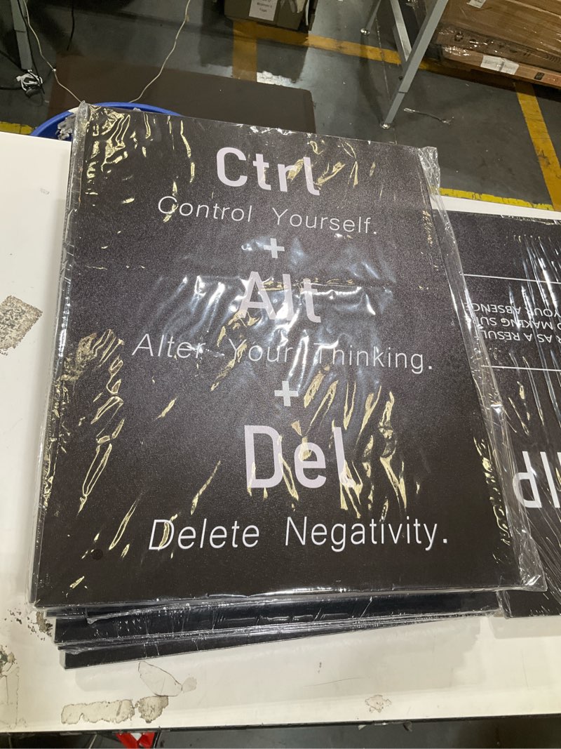 Condition photo showing New/Like New for ctrl alt del signs inspirational canvas poster alter your thinking motivational wall art positive quotes for office living room bedroom printed artwork framed [18" w x 24" h] 18"l x 24"w b-succ-23