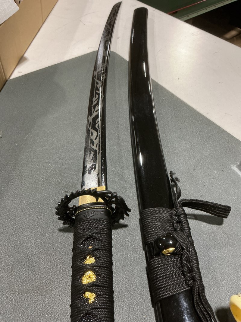 Condition photo showing Good Condition for kamaiwo-1045/1060 handmade hand forged authentic?japanese katana are a unique gift for men - full tang high carbon steel makes a memorable for martial arts collectors, black