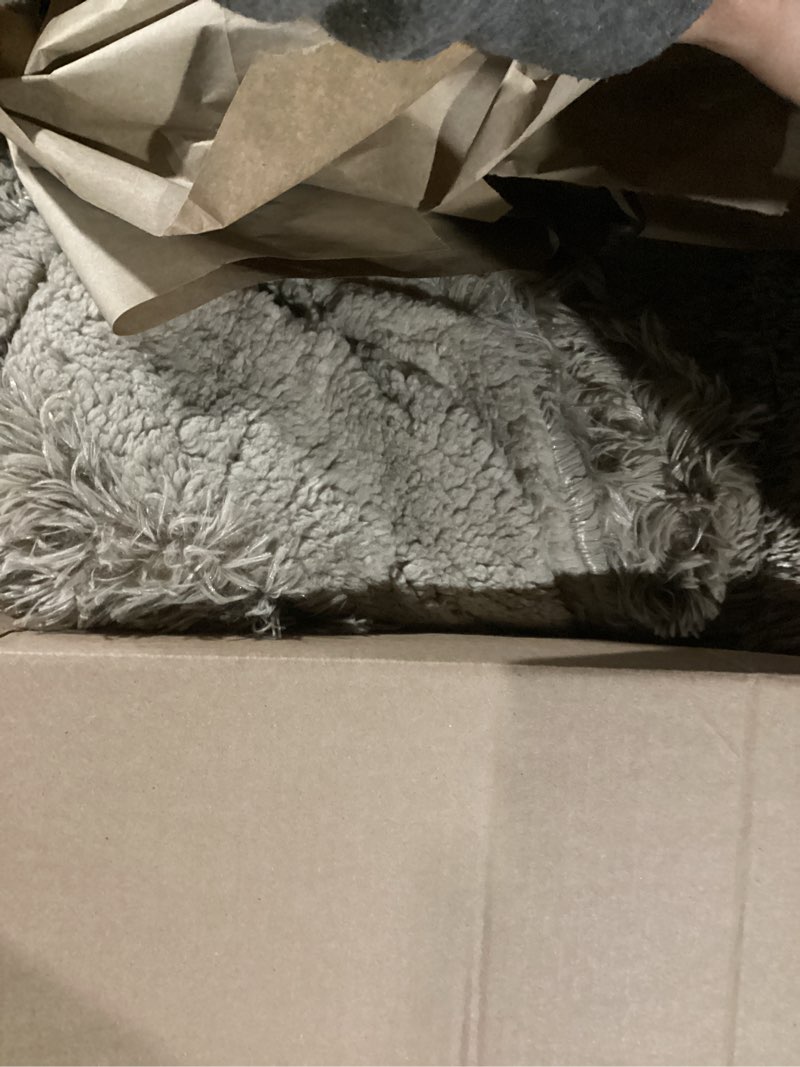 Condition photo showing Good Condition for Bedsure GentleSoft Fuzzy Sherpa Faux Fur Twin Blanket, Brown Cozy Gifts for Women Men, Soft Fleece Plush Warm Minky Thick Blanket Twin Size for Bed, Couch, Brown Room Decor Dorm Essentials, 60x80 11- Brown Twin (60" x 80")