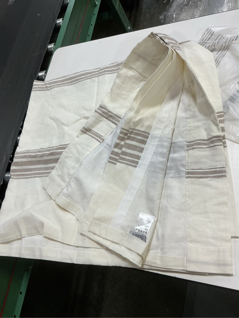 Condition photo showing Good Condition for quince coastal stripe linen cotton room darkening curtain - single panel 48x108