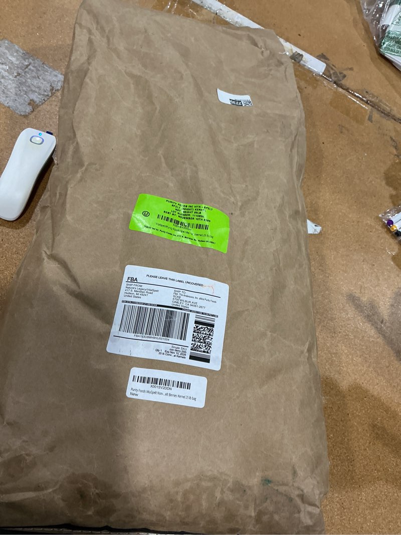 Condition photo showing As Is for best by 11/10/2025 purity foods vitaspelt non-gmo spelt berries kernel 25 lb bag 25 pound (pack of 1)