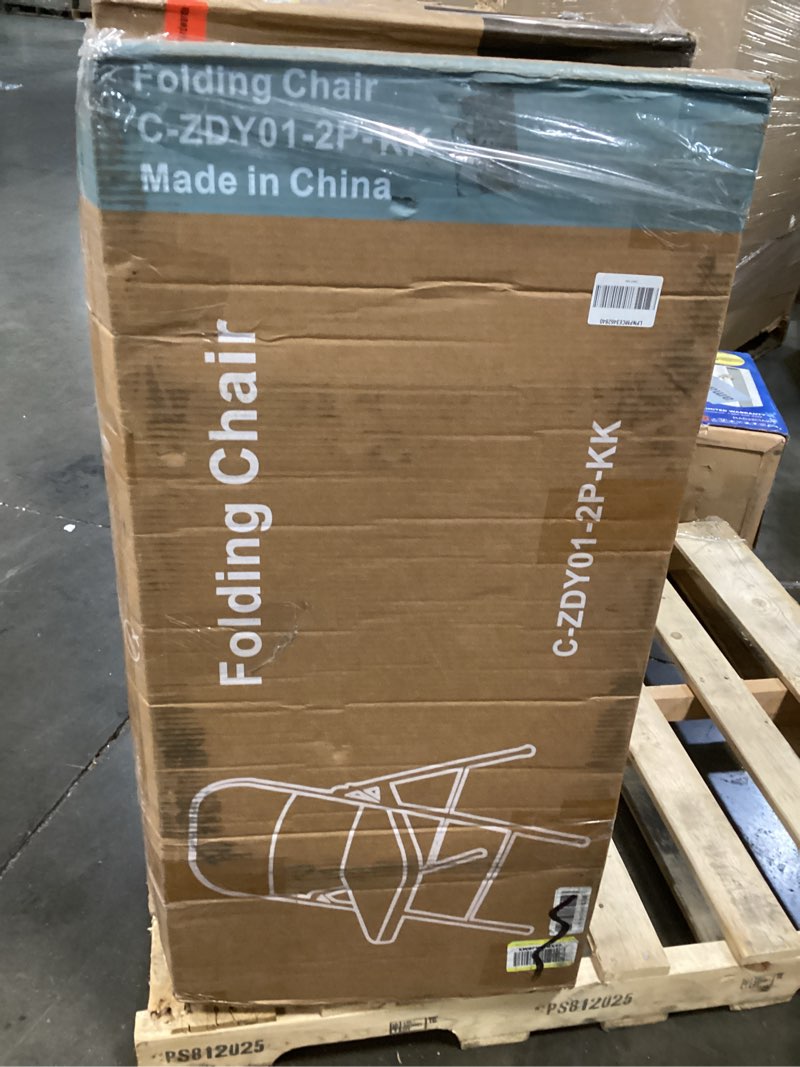 Condition photo showing Good Condition for DUMOS 4 Pack Leather Padded Folding Chair, Indoor Outdoor Portable Stackable Commercial Seat with Steel Frame, Capacity for Home, Office, Party, Comfy, Kahki Kahki 4 Pack