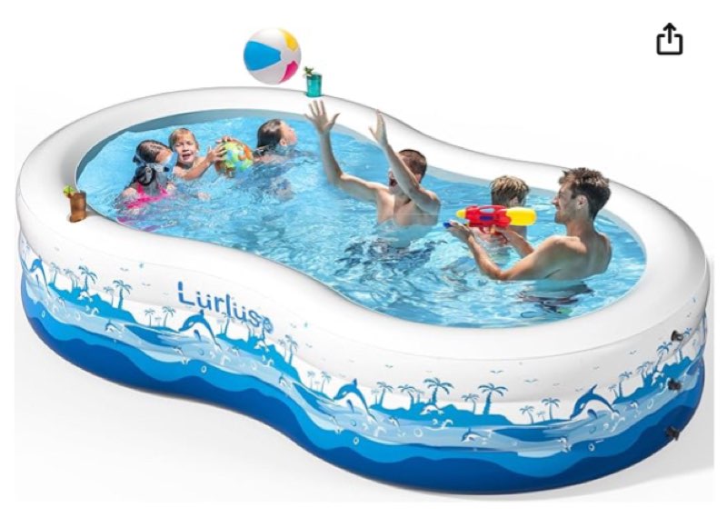 Inflatable Pool for Kids and Adults, 130” x 72” x22” Large Swimming Pool with Bench Drink Holder Family Sized Blow Up Pool for Backyard Garden Outdoor
