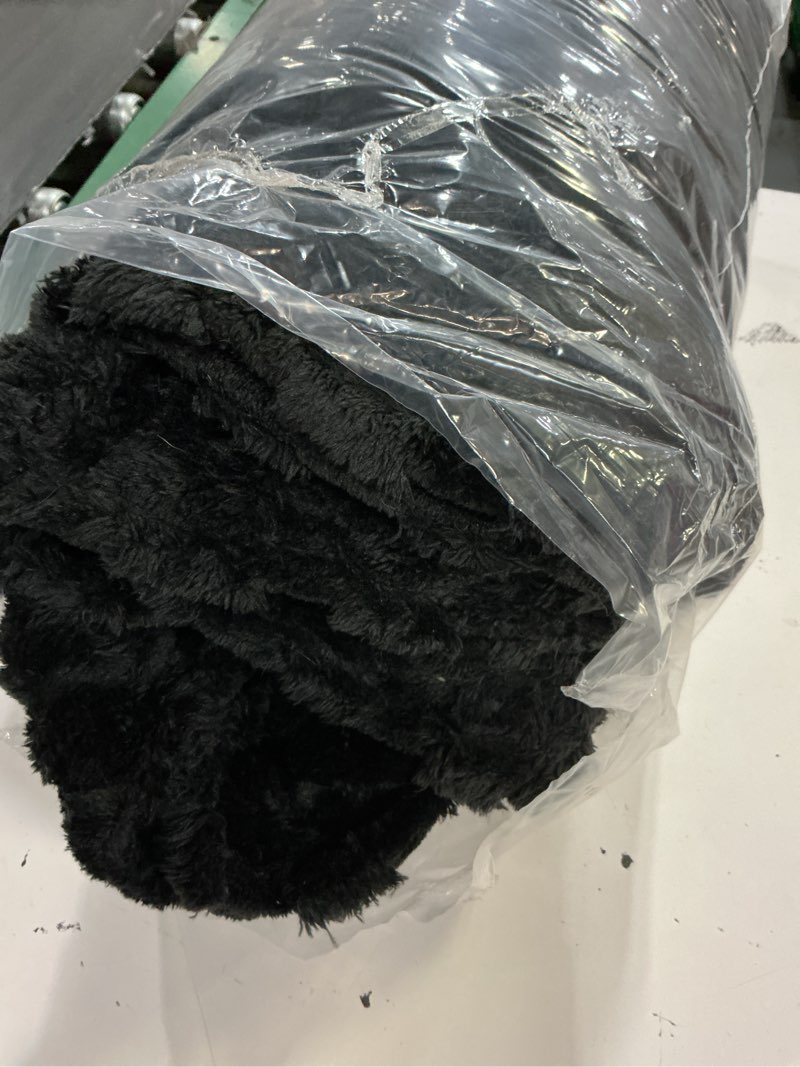 Condition photo showing Good Condition for newcosplay super soft king blanket black premium silky flannel fleece 3d clouds stylish jacquard lightweight bed blanket all season use 350gsm (black, king(90"x110")) black king(90"x110")