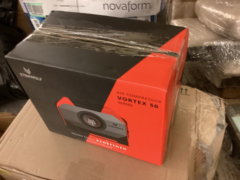 Condition photo showing New/Like New for etenwolf vortex s6 tire inflator portable air compressor for heavy-duty vehicle, cordless air pump for car & inflatables with 19200 mah battery, 100% duty cycle & dual cylinder bike pump, vivid orange vivid orange 19200 mah