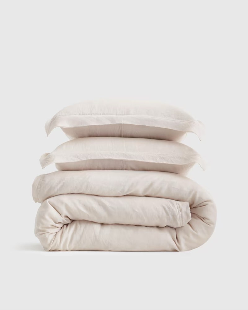 european linen double flange duvet cover set king  color sand