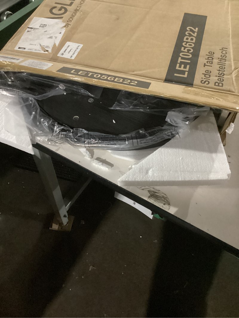 Condition photo showing New/Like New for VASAGLE Side Table, 2-Tier Round End Table, Nightstand with Steel Frame for Small Spaces, Living Room, Bedroom, Charcoal Gray and Ink Black Charcoal Gray + Ink Black Without Power Strip