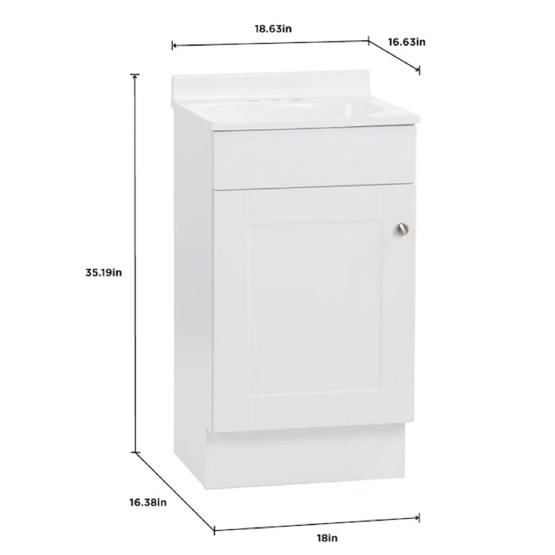 Project Source Dover 18-in True White Single Sink Bathroom Vanity with White Cultured Marble Top