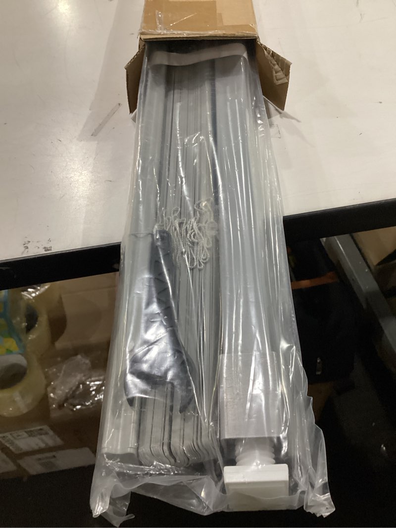 Condition photo showing New/Like New for LazBlinds No Tools No Drill 1" Vinyl Mini Blinds, Cordless Blinds for Windows, Light Filtering Horizontal Window Blinds & Shades, 30" W x 64" H, Grey Cordless-grey 30" W x 64" H