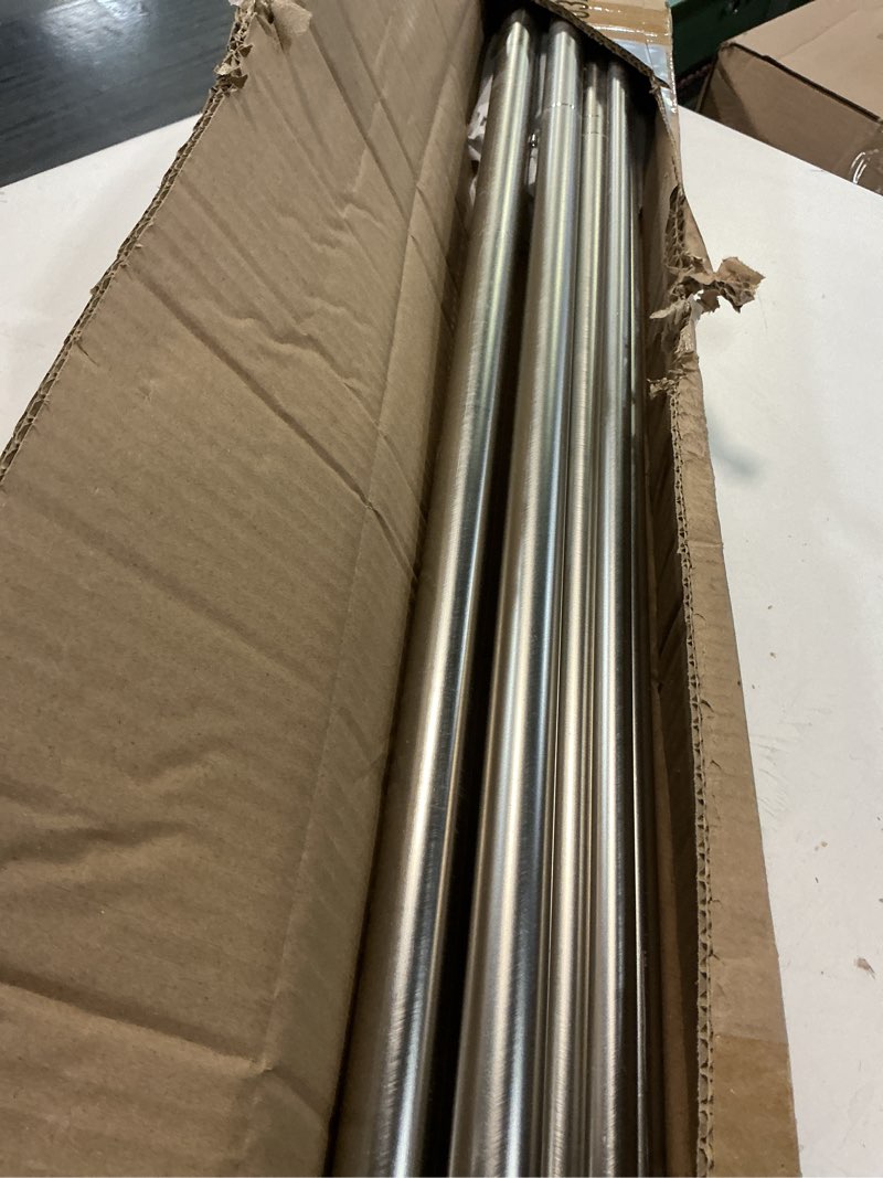 Condition photo showing As Is for Cambria® Designer Series - Premium 3.5 foot Custom Double Curtain Rod - 1-1/8 inch Large Diameter - Non-Adjustable for a Seamless Look - Premium Designer Brackets and End Caps - Brushed Nickel Finish Brushed Nickel 3 1/2 feet