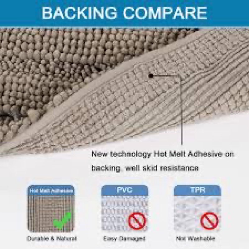 H.VERSAILTEX Bath Rugs for Bathroom Non Slip Bath Mats Thick Chenille Striped Bath Rug Runners 47" x