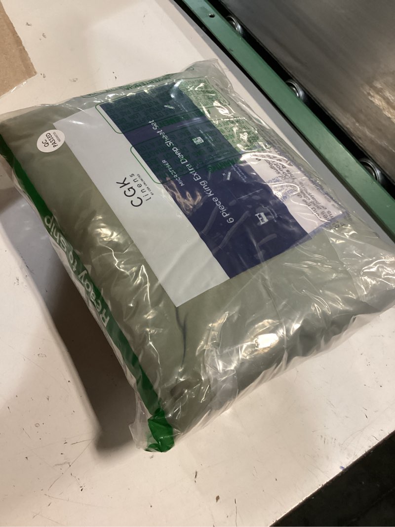 Condition photo showing New/Like New for extra deep king sheet set - 6 piece breathable and cooling sheets - hotel luxury bedding for women, men, kids & teens - easy & secure fit - soft, wrinkle free & comfy - extra deep pockets - sage green 15 - sage green king