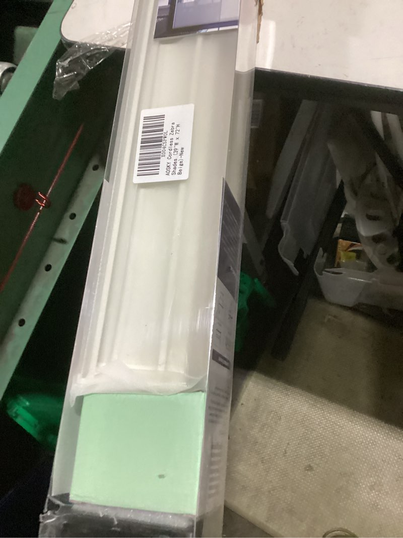 Condition photo showing Good Condition for aosky cordless zebra blinds for windows pull down roller window shades dual layer light filtering privacy for day and night, free-stop door shades for home easy to install (39" w x 72" h, beige) 39"w x 72"h beige