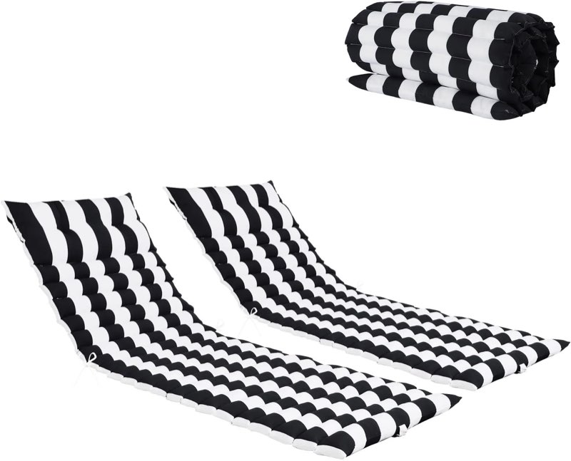 only choice chaise lounge cushion set of 2 outdoor lounge chair cushion with headrest for patio, waterproof fabric, 73" lx24 w(navy blue)  