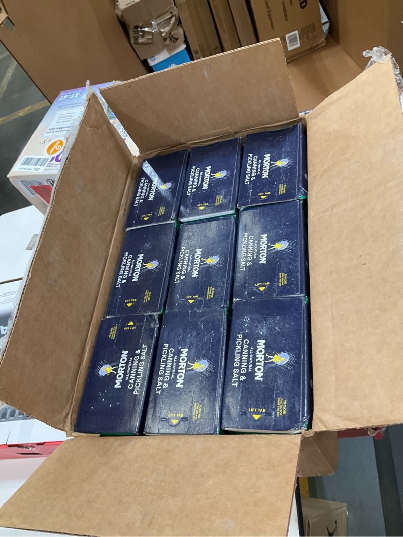 Condition photo showing New/Like New for morton canning & pickling salt (4 lb), 9-pack, bulk salt, perfect for preserving & home canning 4 pound (pack of 9)