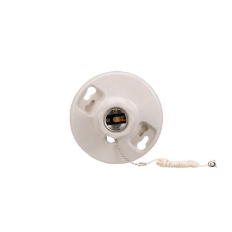 eaton 660 -watt porcelain pull chain ceiling socket , white