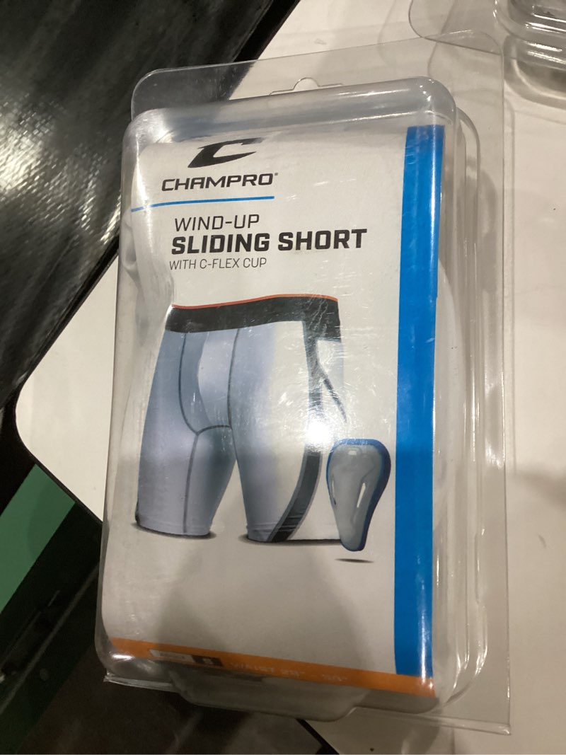 Condition photo showing New/Like New for Champro Unisex-Adult Wind-up Compression Sliding Shorts with CupWind Up Compression Polyester/Spandex Sliding Short w/Cup Small White