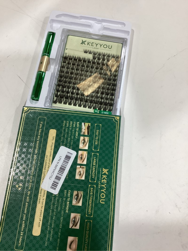 Condition photo showing New/Like New for KEYYOU Lash Clusters Kit Natural Wispy DIY Lash Extension Kit 144pcs Lashes Clusters Eyelash Extension with Mascara Brush Bond and Seal Glue Remover Applicators and Brush for Lashes Extensions (Y01) DIY Lash Kit-Y01