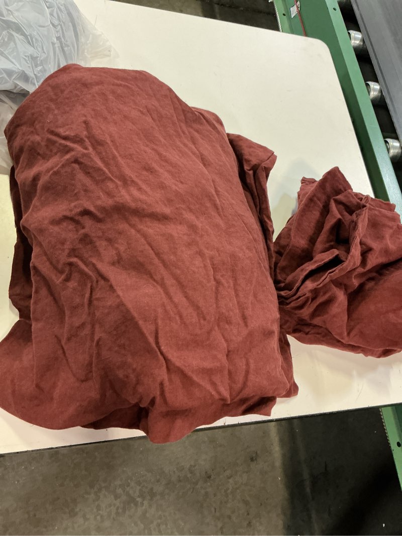 Condition photo showing As Is for european linen deluxe bedding bundle, king, burgundy