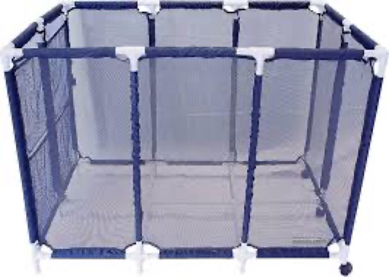 modern blue pool storage bin - xx-large | nylon mesh basket organizer for your goggles, beach balls, floats, swim toys & accessories | air dry quickly & easily roll to your home garage or shed, brown
