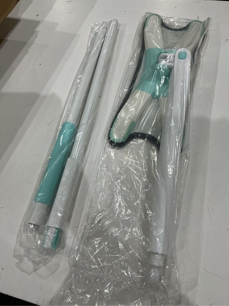 Condition photo showing As Is for dust mop, x-type microfiber mop, self wringing mops, hand-free wash mop for floor cleaning with reusable pad, hand-free wash self wringing flat mops 360 degree clean (green mop with 1 cloth)