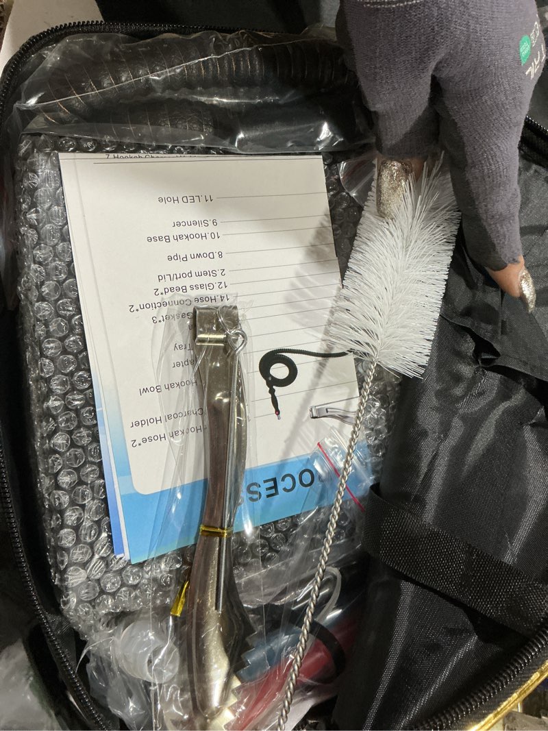 Condition photo showing Good Condition for 2 hose large cloud production acrylic hookah set with everything, complete shisha pipe kit with silicone hose for shisha smoking experience?black? black-nw