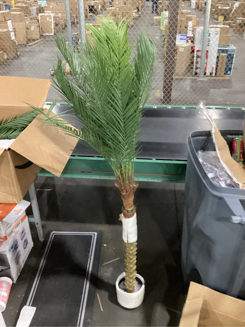 Condition photo showing Good Condition for Artificial Palm Tree 6FT Large Fake Sago Palm Plant with 18 Trunks Perfect Tall Faux Tree in Pot for Indoor Outdoor House Home Office Garden Modern Decor Housewarming Gift (2Pack) 2 6FT