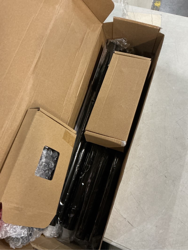 Condition photo showing New/Like New for long curtain rods for windows 66 to 120 inch, usfook 7/8 inch heavy duty curtain rod, telescoping splicing drapery rods with black twisted cage finials 66-120" black