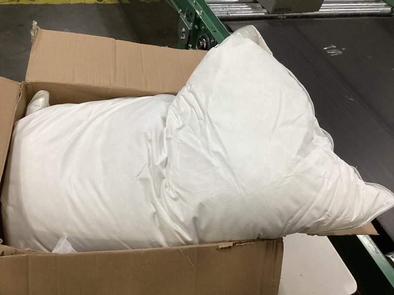 Condition photo showing As Is for bhz goose down feather standard/queen pillow, luxury hotel collection bed pillow for sleeping, firm soft support for side & back sleepers for apartment college dorm room essentials, white white standard (pack of 1)